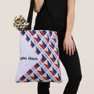 Philippines and Filipino Flag Tiled Personalized Tote Bag