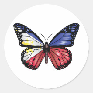 Philippines butterfly monarch flag classic round sticker