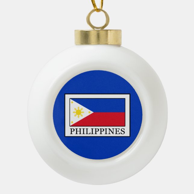 Philippines Ceramic Ball Christmas Ornament (Front)