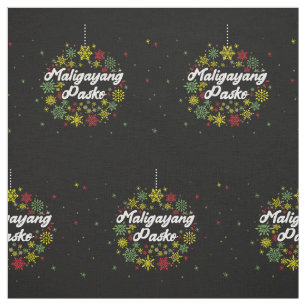 Philippines Christmas Maligayang Pasko Snowflakes Fabric