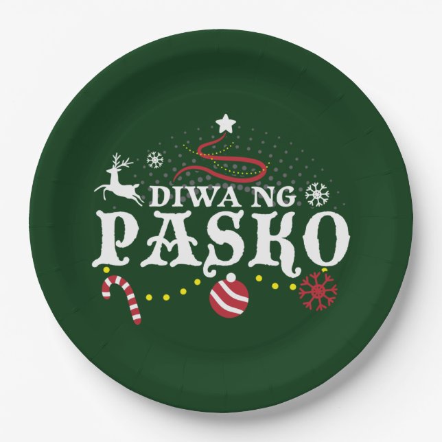 Philippines Christmas Tagalog - Diwa ng Pasko  Paper Plate (Front)