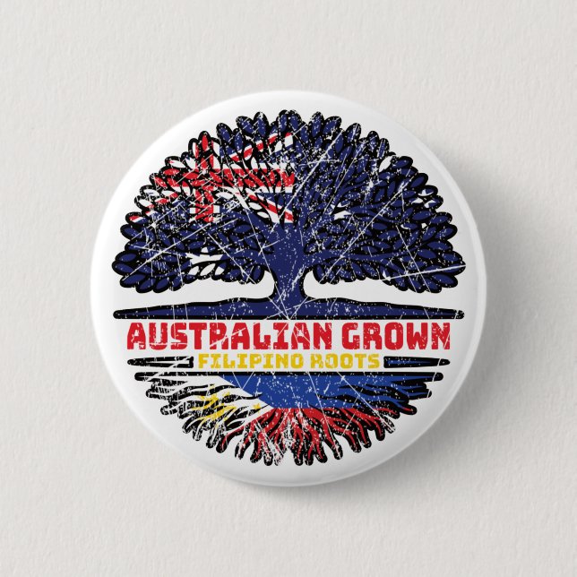 Philippines Filipino Australian Australia Tree 2 Inch Round Button (Front)