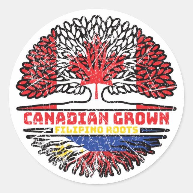 Philippines Filipino Canadian Canada Tree Roots Fl Classic Round Sticker (Front)