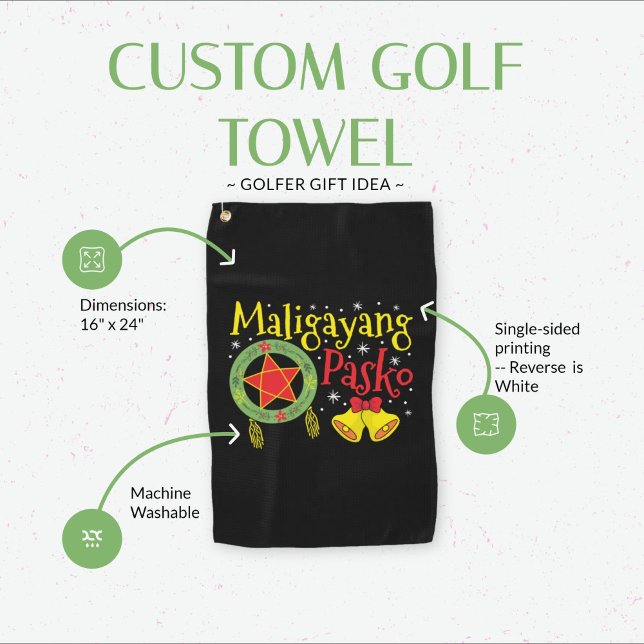 Philippines Filipino Christmas Maligayang Pasko Golf Towel (Filipino Christmas Golf Towel)