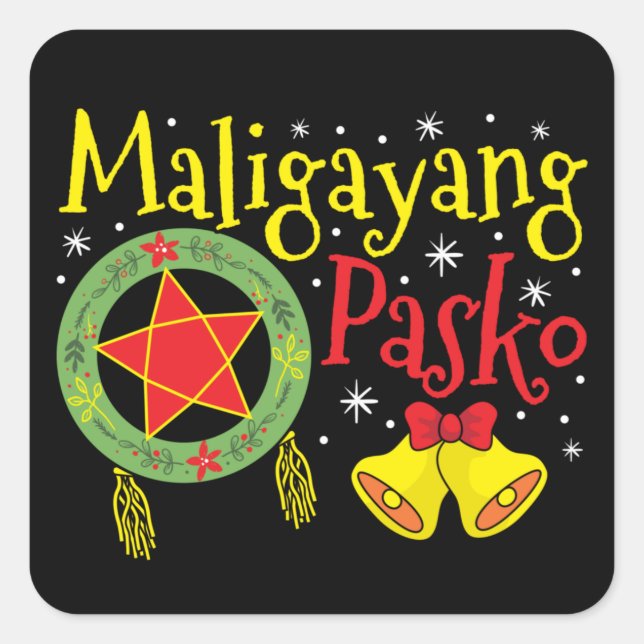 Philippines Filipino Christmas Maligayang Pasko Square Sticker (Front)