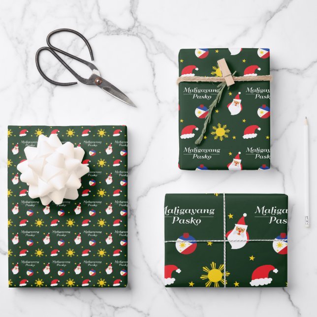 Philippines Filipino Christmas Maligayang Pasko Wrapping Paper Sheet (Front)