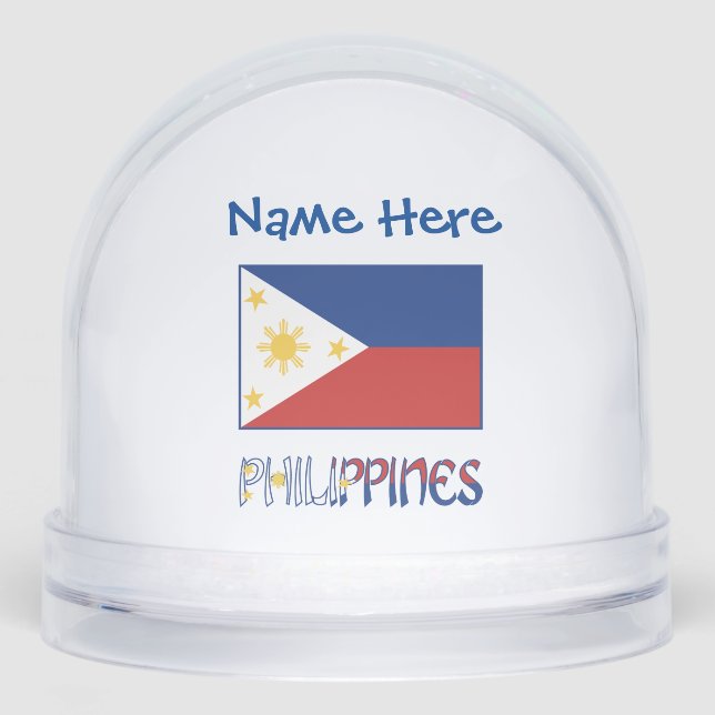 Philippines Filipino Flag Blue Personalized  Snowglobe (Front)