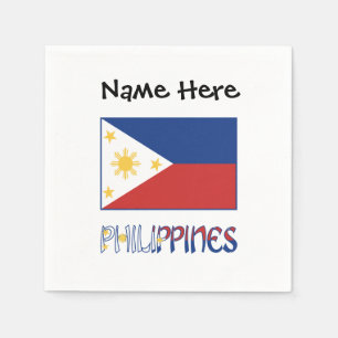 Philippines Filipino Flag Personalized Name  Napkin