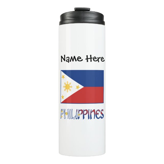 Philippines Filipino Flag Personalized Thermal Tumbler (Front)