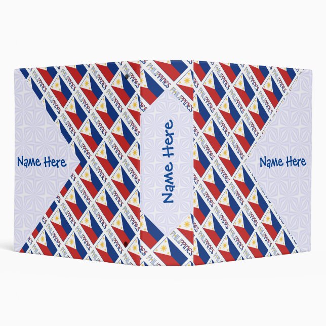 Philippines Filipino Flag Tiled Blue Personalized  Binder (Background)