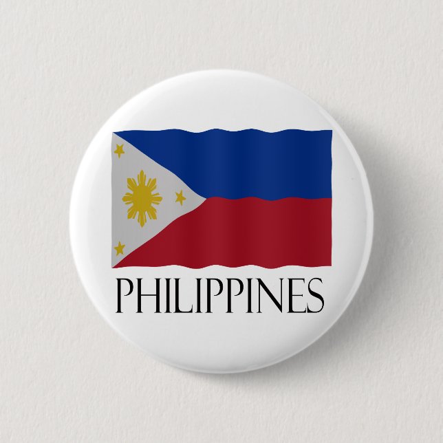 Philippines flag 2 inch round button (Front)