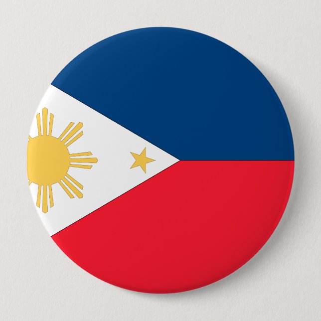 Philippines Flag 4 Inch Round Button (Front)