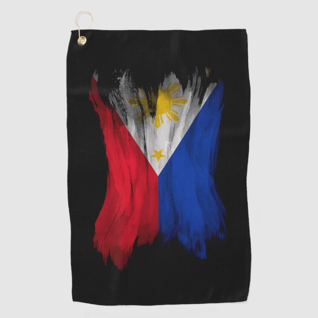Philippines flag brush stroke, national flag golf towel (Front)