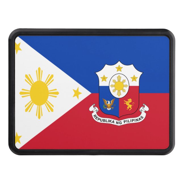 Philippines flag-coat of arms   trailer hitch cover (Front)