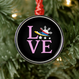 Philippines Flag - Filipina Pink Love Metal Ornament
