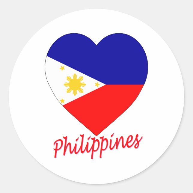 Philippines Flag Heart Classic Round Sticker (Front)