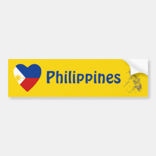 Philippines Flag Heart + Map Bumper Sticker