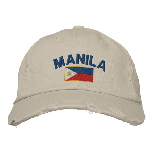 Philippines Flag Manila Embroidered Hat (Front)