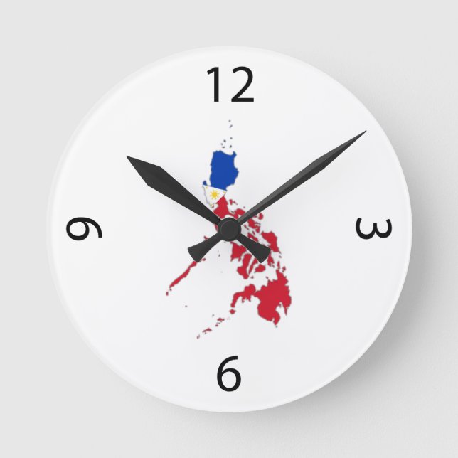 Philippines flag on the map round clock (Front)
