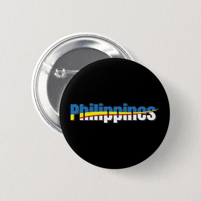 Philippines Flag Pride - Typography Art 2 Inch Round Button (Front & Back)