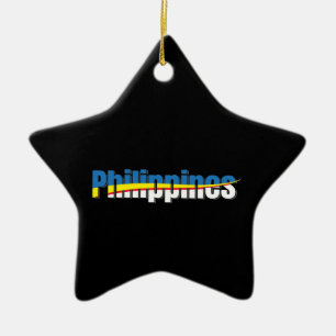 Philippines Flag Pride - Typography Art Ceramic Ornament