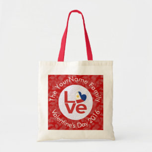 Philippines Flag Red Letter LOVE Heart Valentine Tote Bag