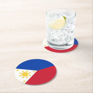 Philippines flag round paper coaster