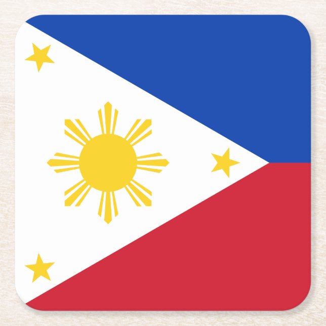 Philippines Flag Square Paper Coaster (Front)