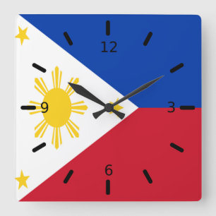 Philippines flag   square wall clock