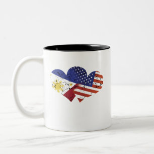 Philippines Flag USA Flag Filipino Independence Two-Tone Coffee Mug