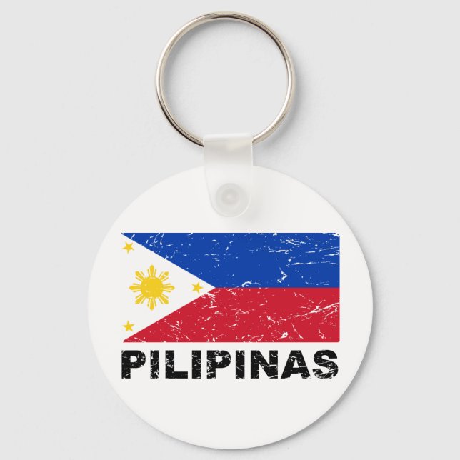 Philippines Flag Vintage Keychain (Front)