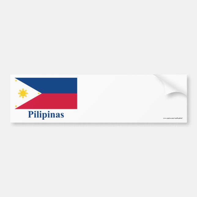 Philippines Flag with Name in Filipino Bumper Sticker (Front)