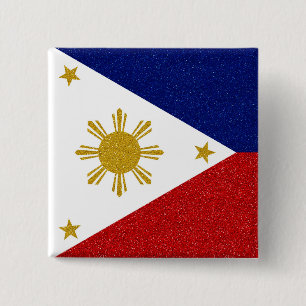Philippines Glitter Flag 2 Inch Square Button