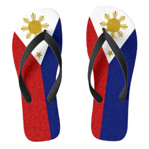 Philippines Glitter Flag, Wide Straps Flip Flops