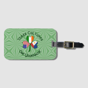 Philippines Ireland USA Shamrock Flag Personalized Luggage Tag