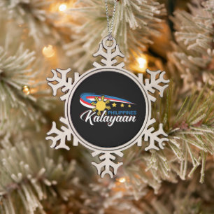 Philippines Kalayaan Independence Holiday Snowflake Pewter Christmas Ornament