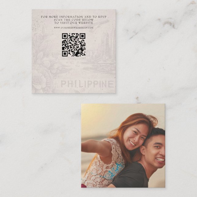 Philippines Passport Wedding QR Enclosure Card (Front/Back)