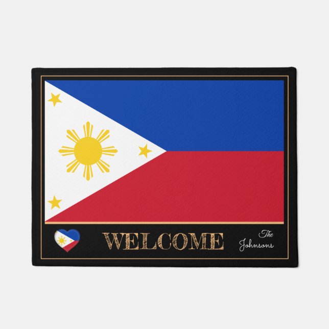 Philippines & Philippine Flag house/sports Welcome Doormat (Front)