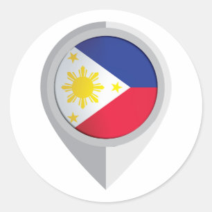 Philippines   Pin Location Flag Classic Round Sticker