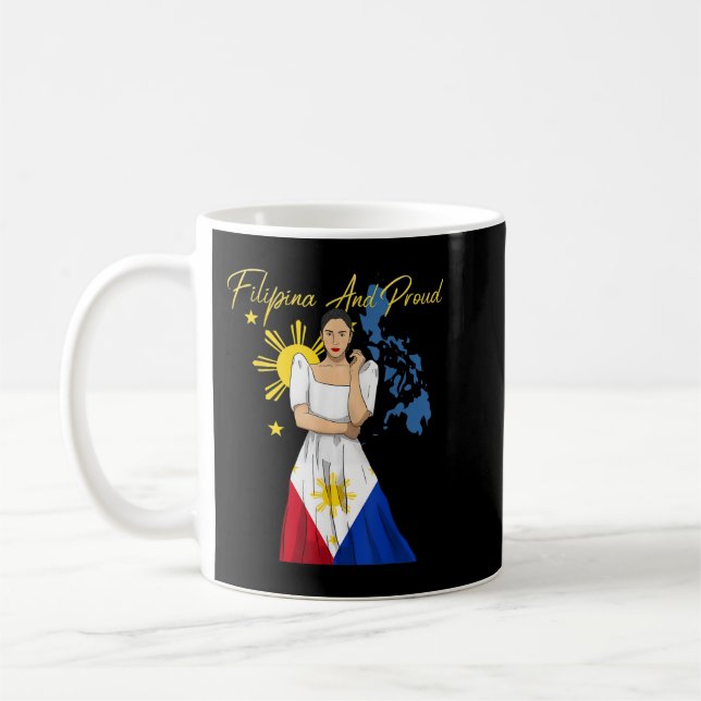 Philippines Pinay Filipina Pride Islands Flag Girl Coffee Mug (Left)