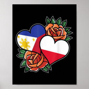 Philippines Poland Flag Heart Half Filipino Half P Poster