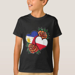Philippines Poland Flag Heart Half Filipino Half P T-Shirt