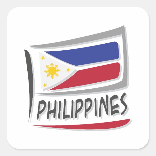 Philippines  Pride X Flag Square Sticker (Front)