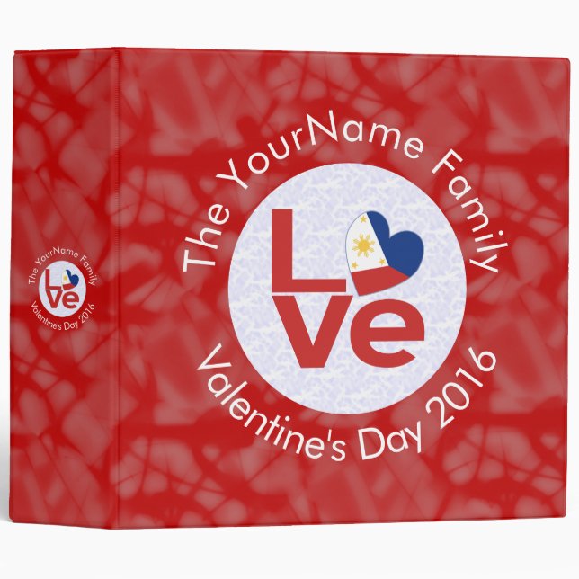 Philippines Red LOVE Flag Personalized  Binder (Front/Spine)