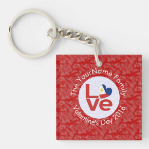 Philippines Red LOVE Flag Personalized Keychain