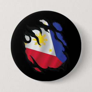Philippines Ripped Flag 3 Inch Round Button
