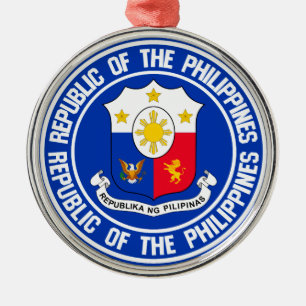 Philippines Round Emblem Metal Ornament