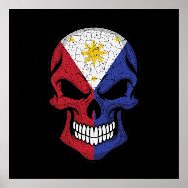Philippines Smiling Skull Flag Poster (Front)