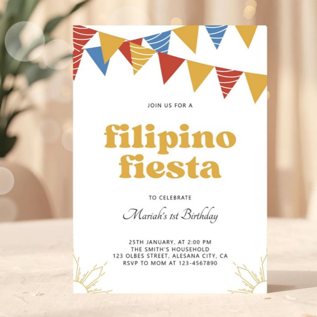 Philippines Sun Filipino Fiesta Invitation Boho (Creator Uploaded)