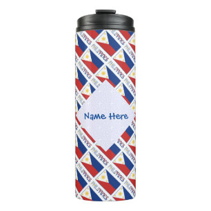 Philippines Tiled Flag Personalized Thermal Tumbler
